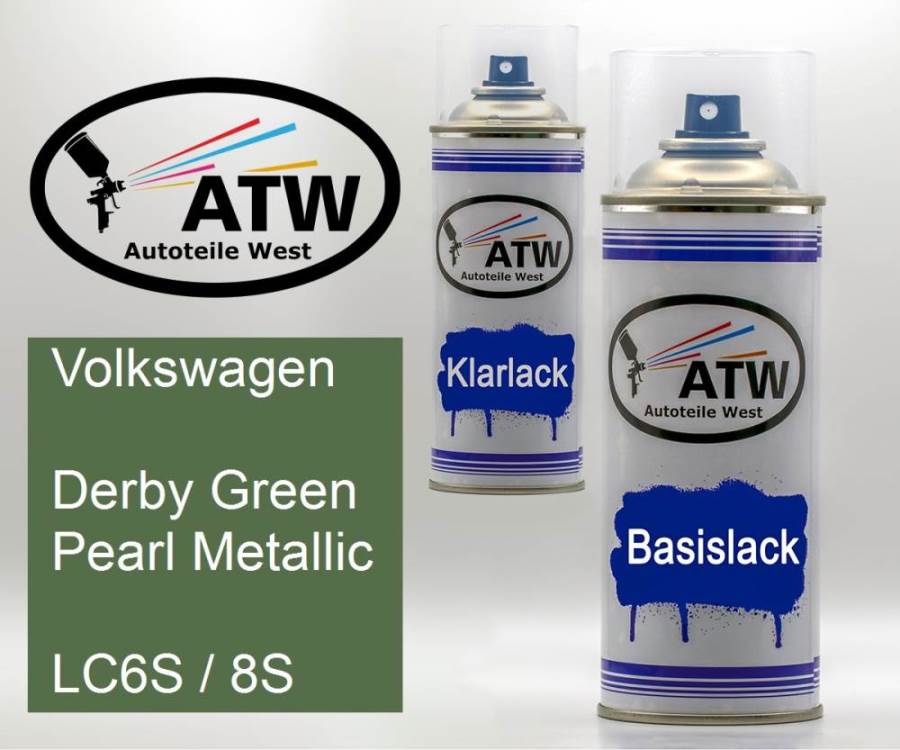 Volkswagen, Derby Green Pearl Metallic, LC6S / 8S: 400ml Sprühdose + 400ml Klarlack - Set, von ATW Autoteile West.